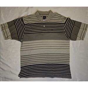 Nike Golf Mens Polo Shirt Large 100%‎ Cotton Steiped Browns Embroidered Swoosh